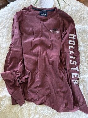 Hollister Maroon Long Sleeve Logo Tee